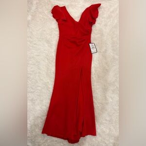 Betsy & Adam Vibrant Red Strapless Dress